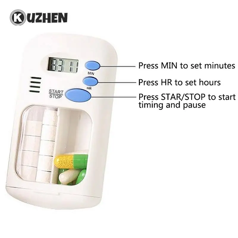 

Pill Box Medicine Storage Box Electronic Timing Reminder Medicine Boxes Alarm Timer Pills Organizer Pill Drug Container