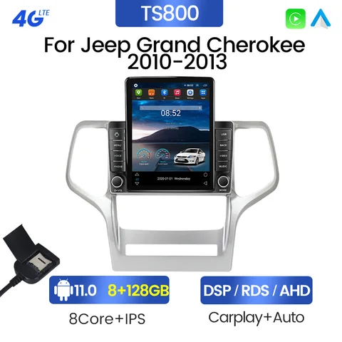 Автомагнитола для Jeep Grand Cherokee WK2 2010-2013, мультимедийный проигрыватель с экраном Tesla, Android, GPS, 2 Din, Авторадио для Carplay, стерео BT магнитола 2 din