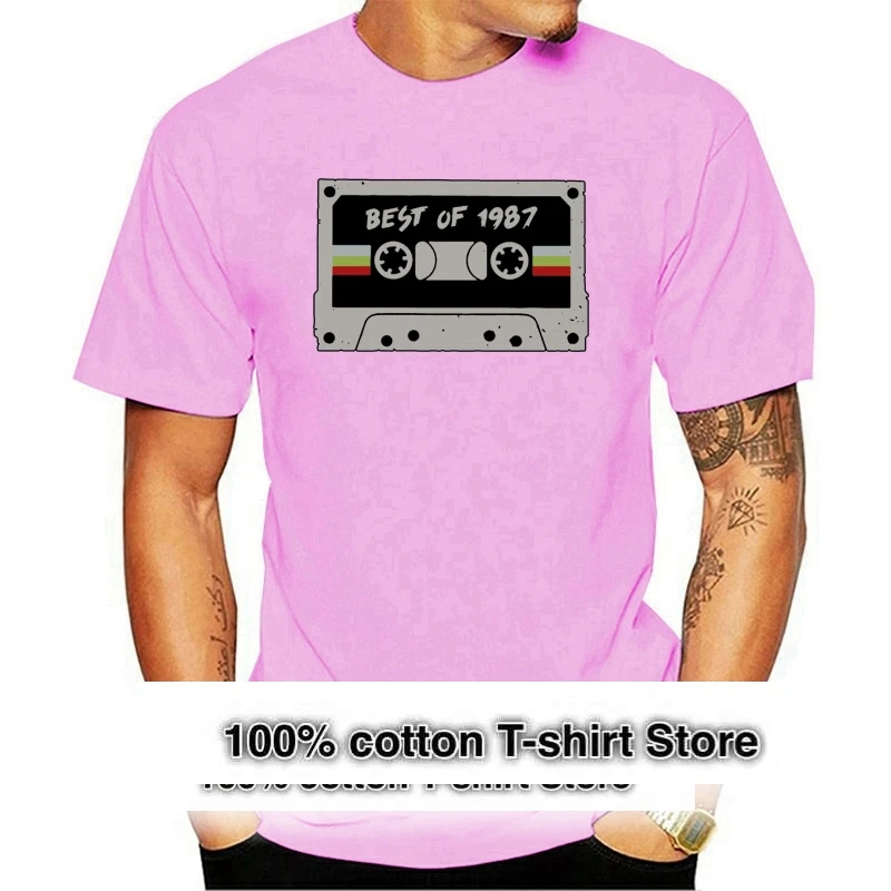 

Men Funny T Shirt Fashion Tshirt Best Of 1987 Vintage Cassette Women t shirt