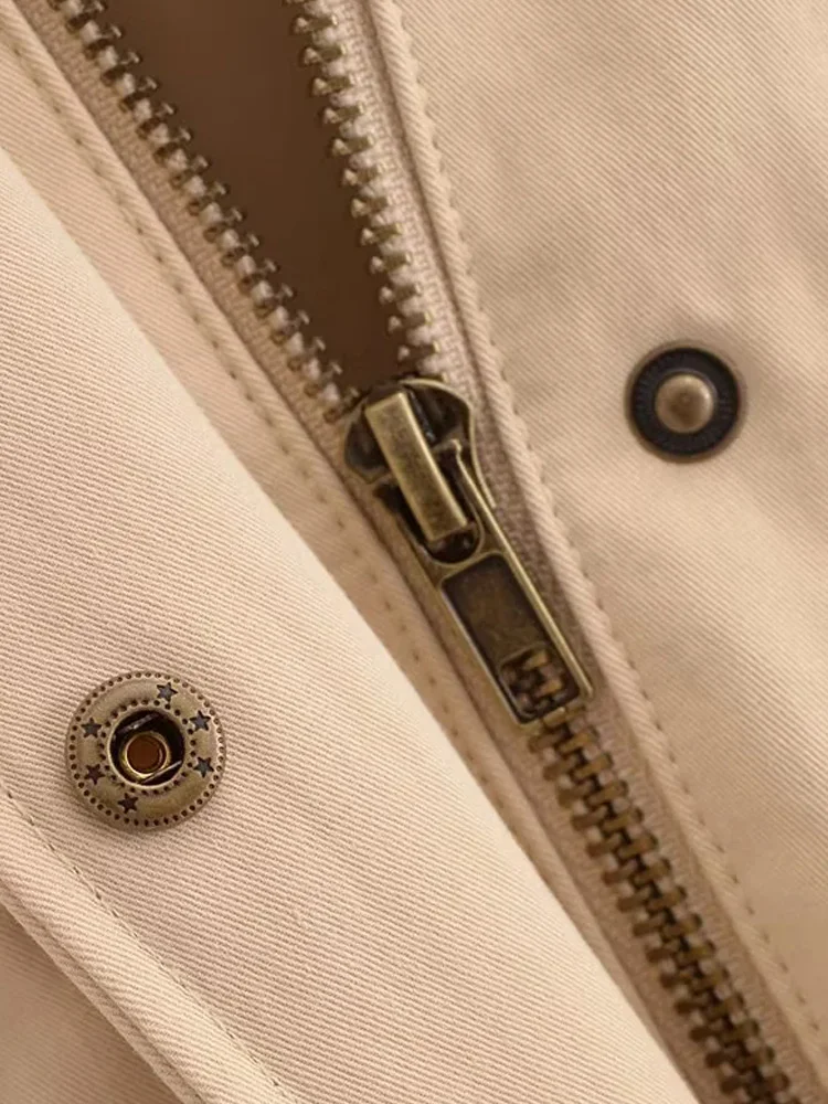 KAOPU ZA женская стеганая куртка с накладными карманами винтажная воротником