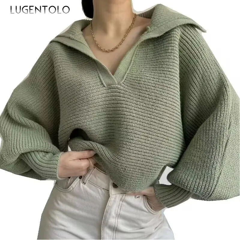 Женский модный свитер однотонные вязаные топы оверсайз с резьбой винтажные