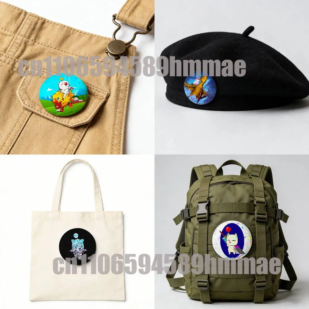Фото Значки-эмблемы M-Moogle C-Chocobo V-Vivi, круглые значки-броши, декоративные пуговицы для головных уборов, 32 мм №3