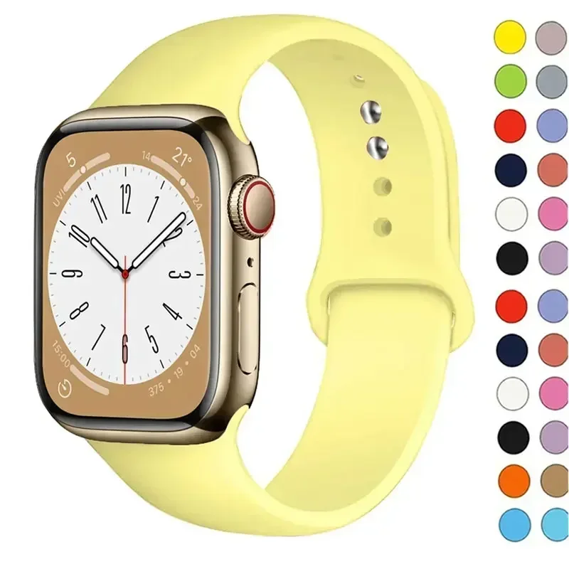 Силиконовый ремешок для Apple Watch 44 мм 45 40 41 42-38 спортивный браслет iwatch series 8 7 6 5 4 3 SE 9