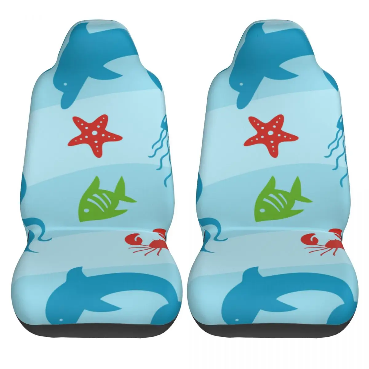 

2PCS Car Seat Covers Set Universal Fit Most Car covers Sea Animals Car Seat Protector