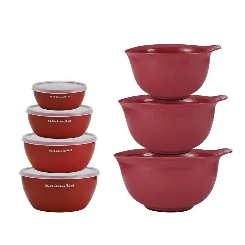 

of 7 Plastic Mixing and Prep Bowls in Empire Red