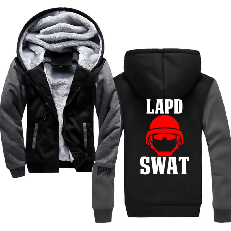 

male funny present Los Angeles Special Police Force LAPD SWAT Mens warm coat Men thick jacket LAPD SWAT Print Cotton warm coat