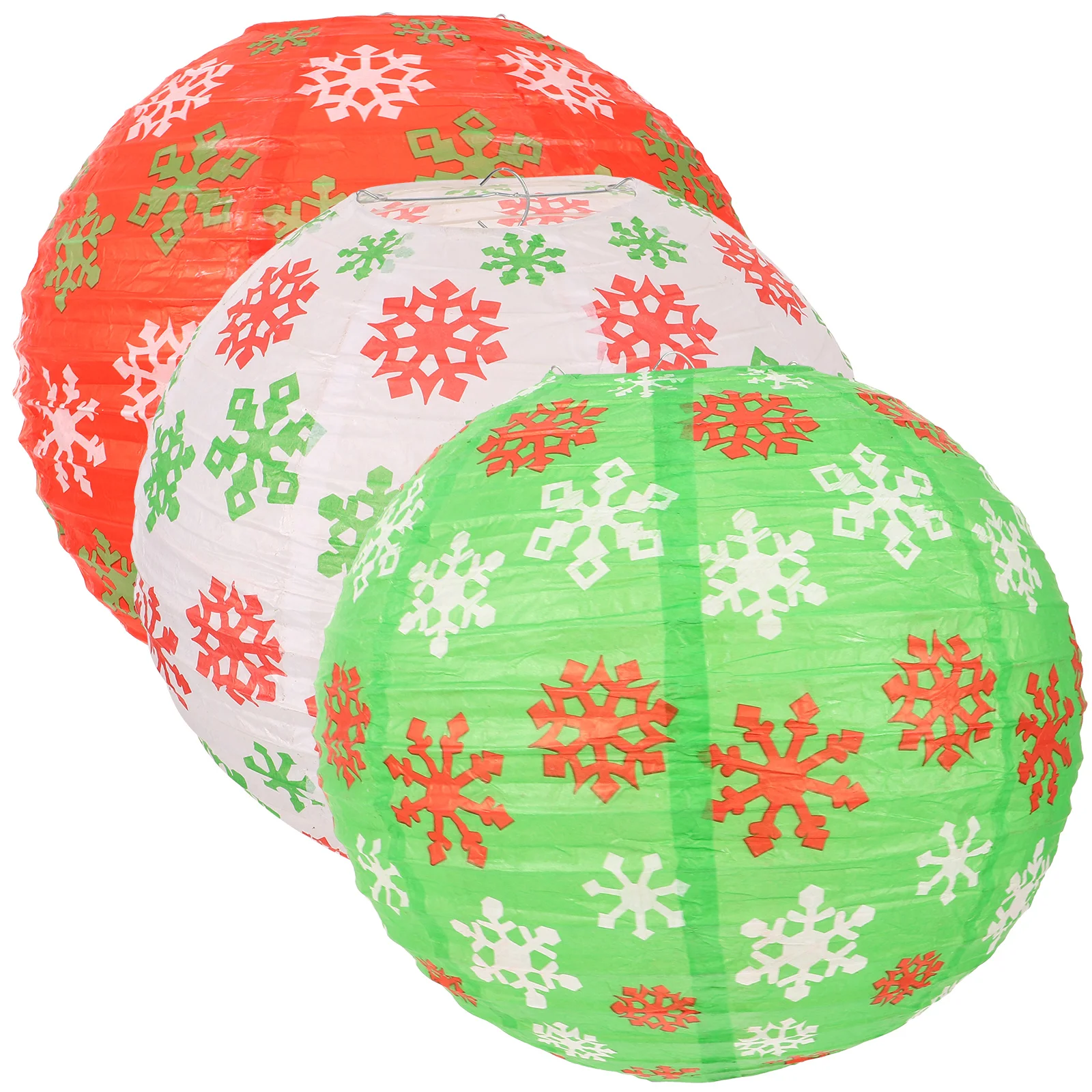 

3Pcs Christmas Paper Lantern Snowflake Pattern Round Paper Lantern Christmas Party Decor