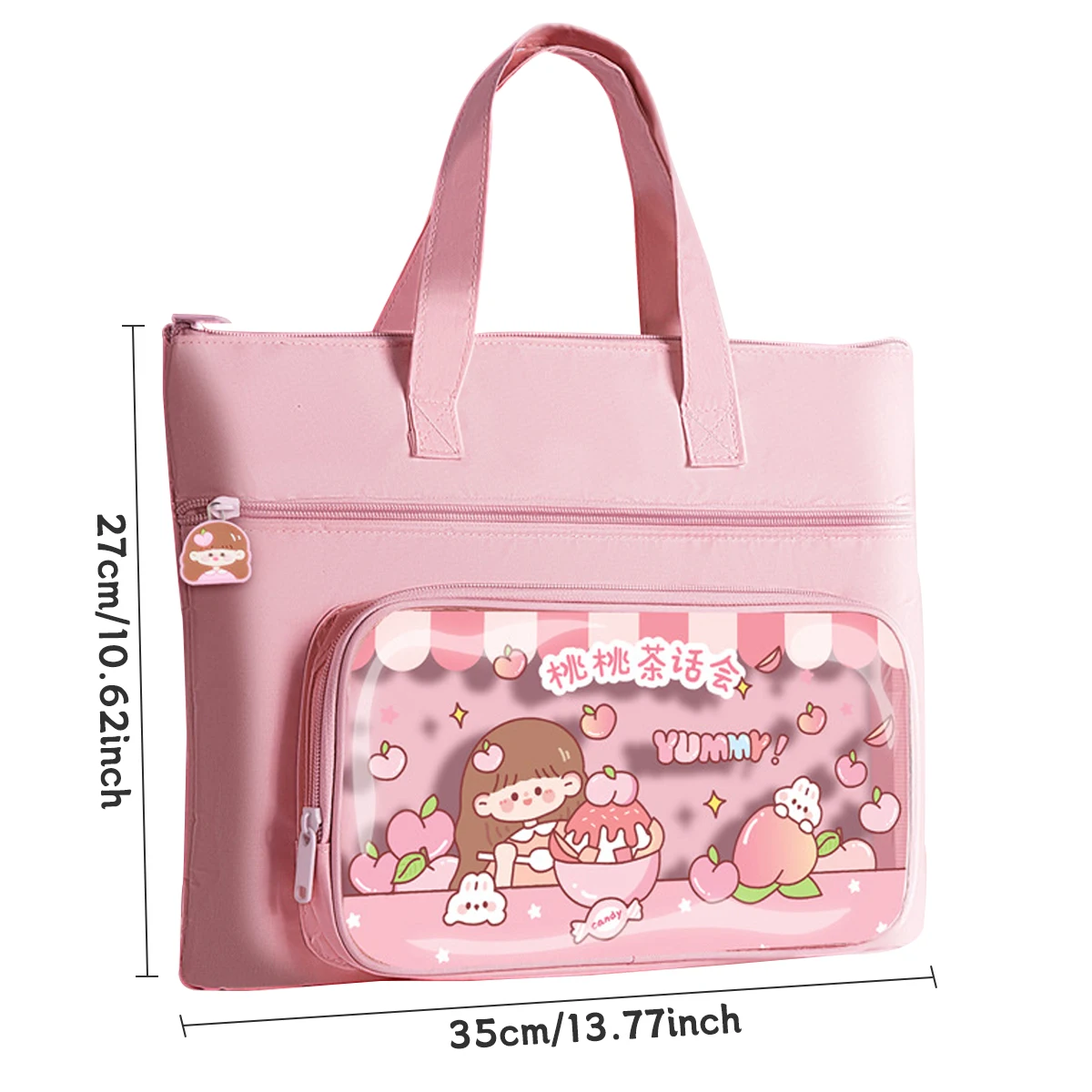 Большая вместительная сумка Kawaii Tote Bag унисекс H444 модель из холста с мультяшным