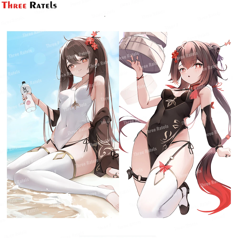 Противоударная наклейка Three Ratels J407 Hu Tao Genshin для Passat B6, автомобильный аксессуар, наклейки для авто Dedcor, виниловый материал