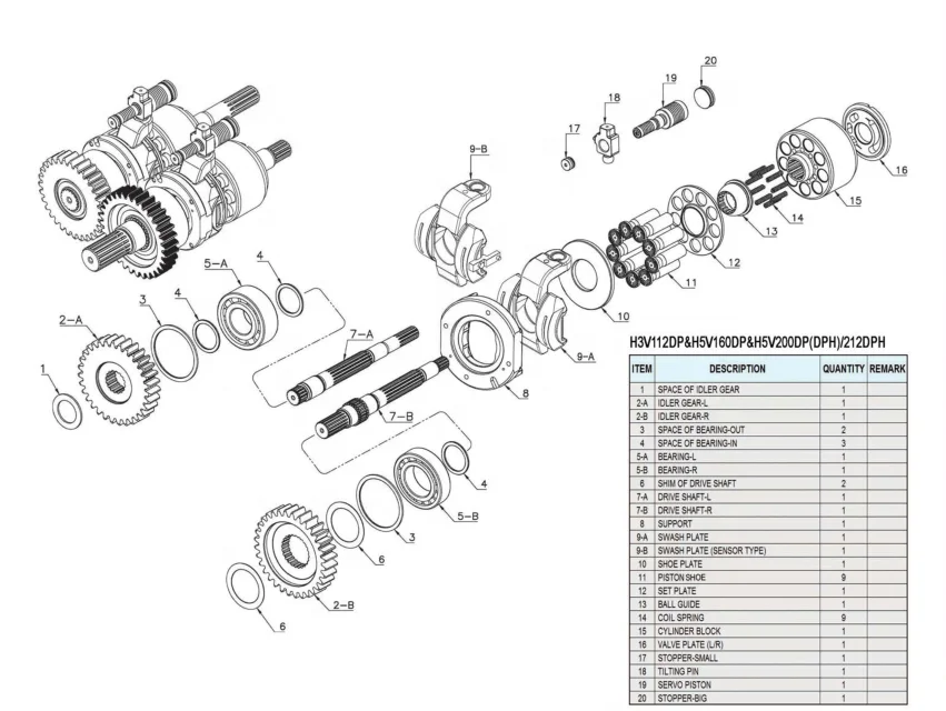 170-9950 E318C 170-9953 SBS80 K3V63 K5V80 315C комплекты для ремонта гидравлического насоса 170-9960 170-9959