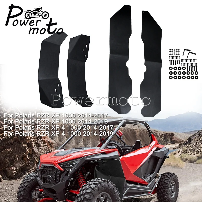 

1 Set Black Plastic UTV Front Rear Fender Flare For Polaris RZR XP 4 1000 2014-2019 Motorcycle Mudguards Mud Flaps Extension Kit