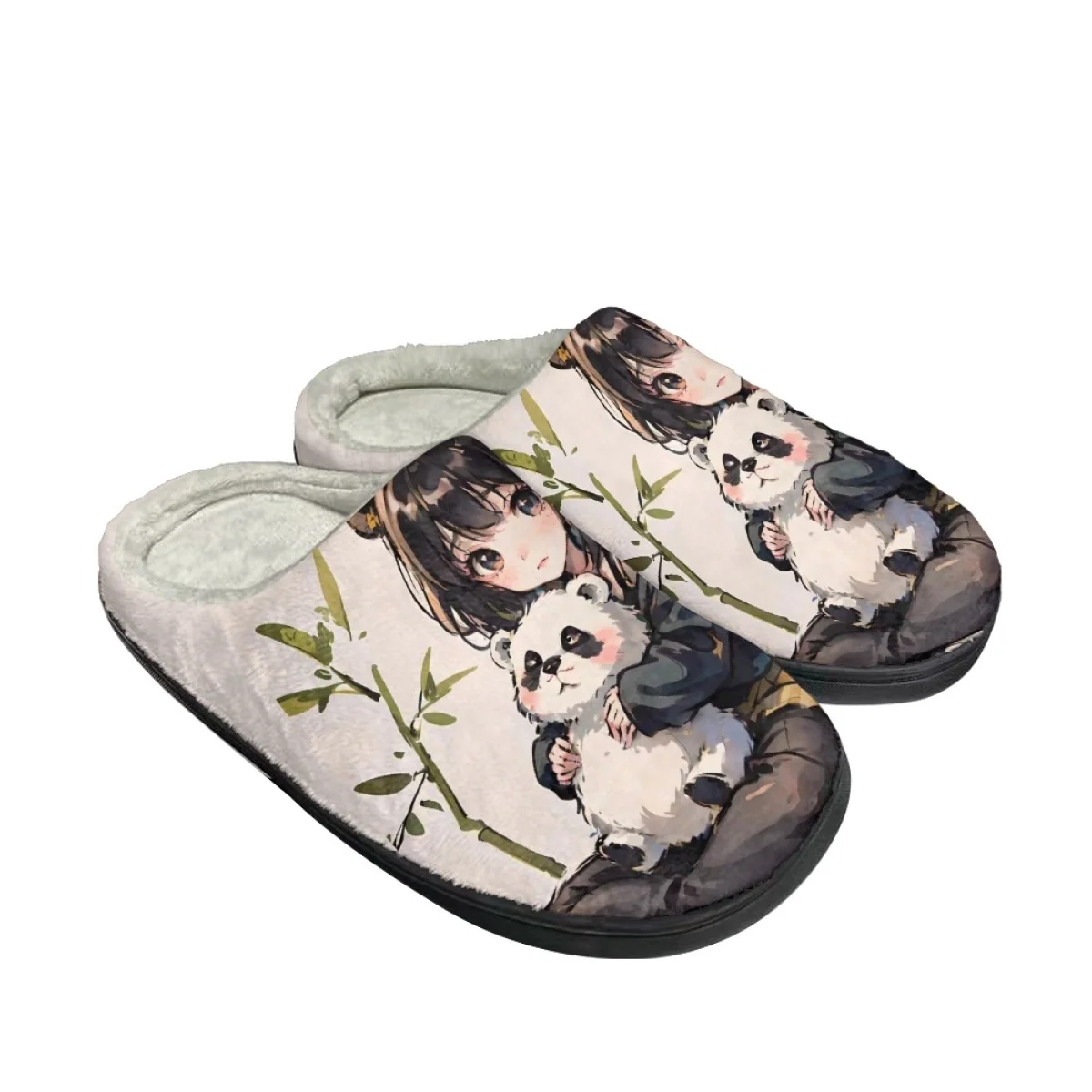 

Cute Little Girl Panda Print Ladies Autumn Winter Round Toe Comfort Soft Home Cotton Slipper Brand Design Keep Warm Plush Shoes