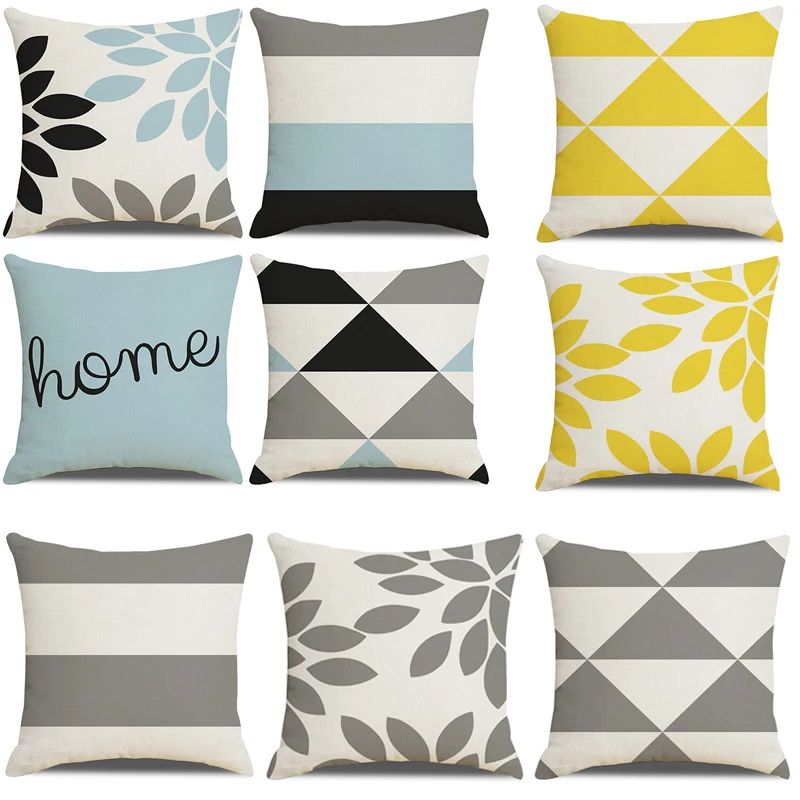 

45x45cm NEW Geometric Linen Square Pillow Covers for Cushion Fall Pillow Covers Decorative Pillows Creative Linen Pillowcase