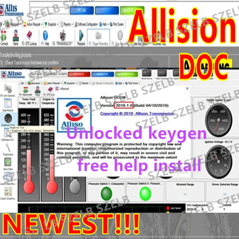 Фото Лидер продаж 2024, инструмент для обслуживания ПК Allison DOC 2019 + GEN5 File Transmission с кейгеном, может работать на инструмент NEXIQ, бесплатная помощь в установке №1