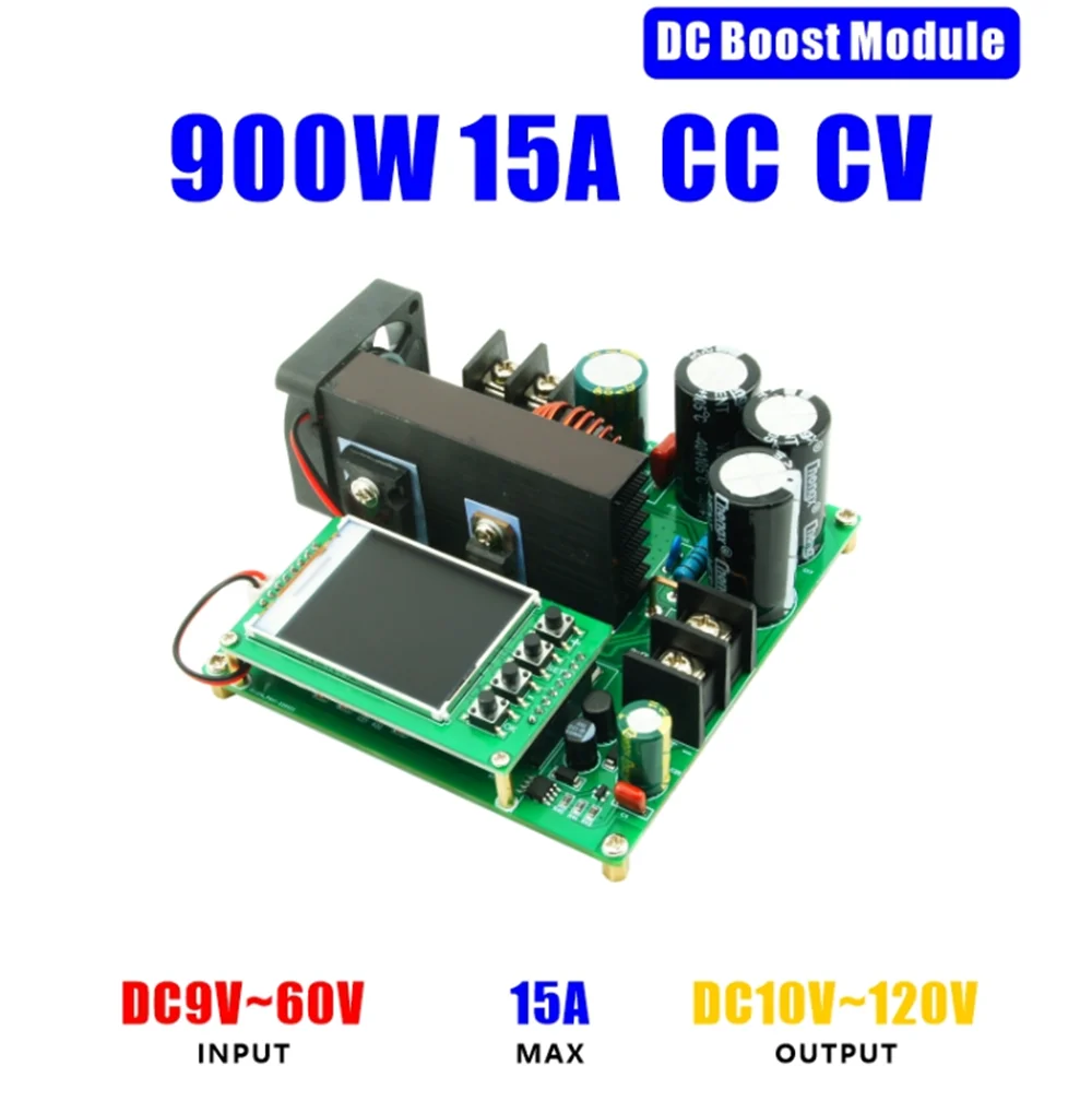 

BST900W DC-DC 15A CNC LCD Display Boost Converter Board Step Up Power Supply Module 8-60V to 10-120V Voltage Transformer Module