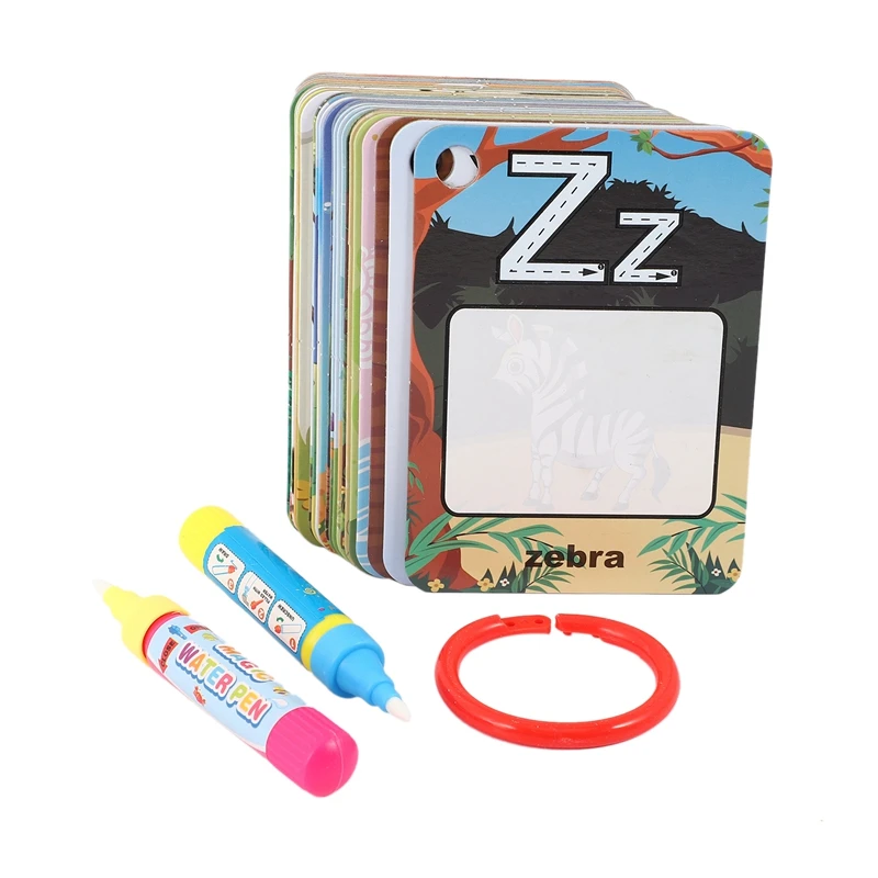 

Water Drawing Card 26 Alphabet Coloring Book & 2 Magic Pen Letter Card Painting Board Educational Toys For Kids