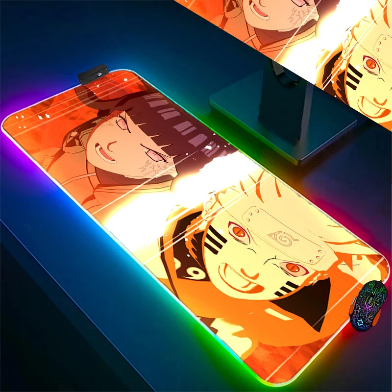 RGB Gaming Mouse Pad Naruto Ninja Keyboard Mat Computer Desk Accessories Anime Mouse Mats Laptop Cool Anti-skid Thicker Mousepad