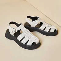 sandals women real leather ins summer shoes 2022 women roman fashion daily vacation female footwear durable