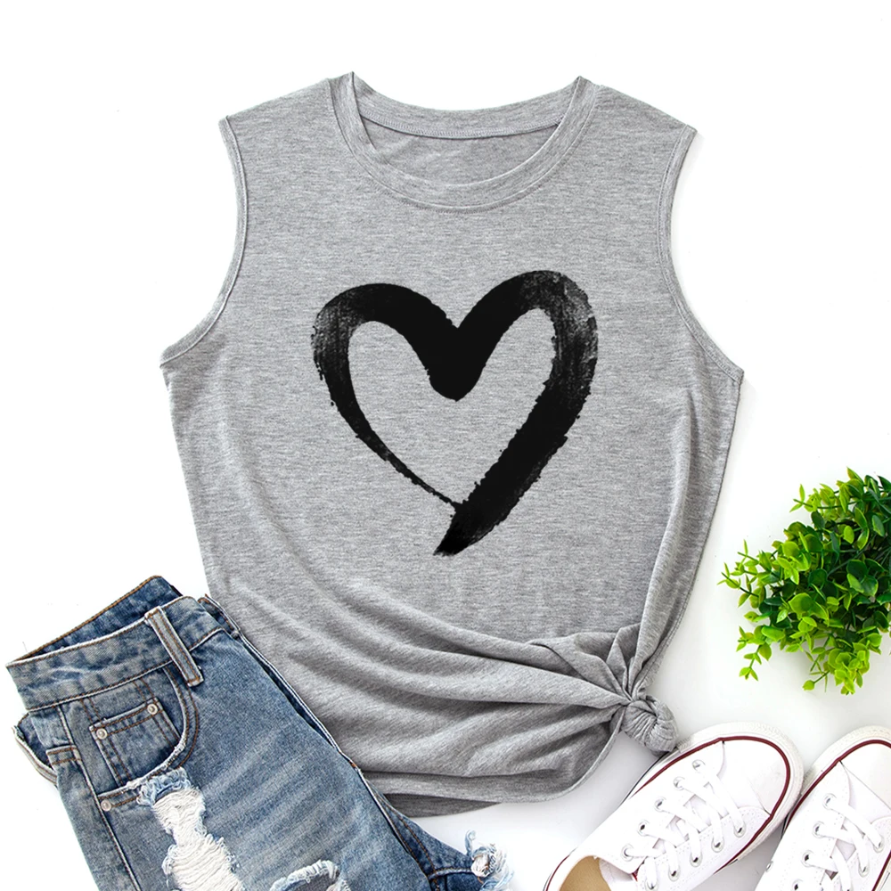 

Ink Love Heart Funny Tank Tops Women Vest Tanks Top Summer Shirt Sleeveless T-Shirts Casual Muscle Fitness Tee Shirts Clothes
