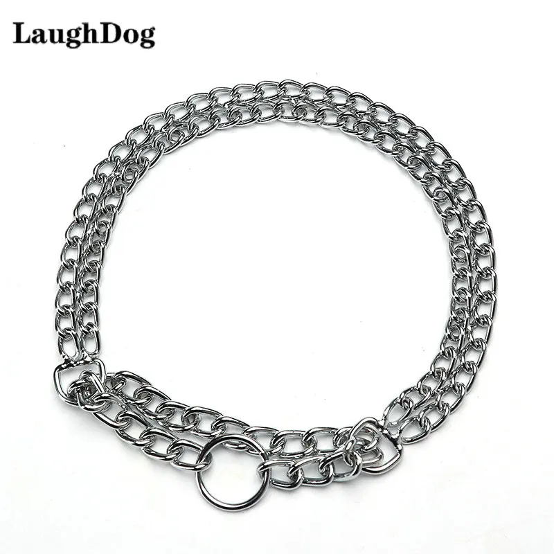 

Training Big Dog Collar Metal Pet Chain Choke Double Row P Chain for Large Dogs Stainless Steel Pitbull Adjustable Dog Collars