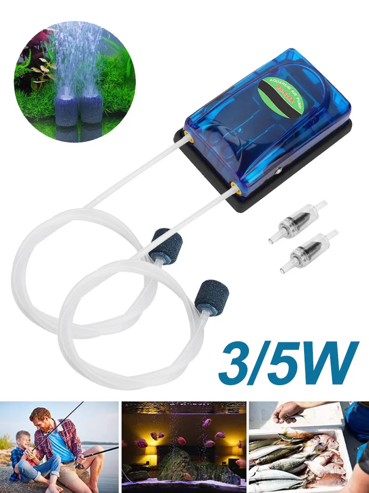 

Outdoor Fish Tank Pond Fountain 3W 5W Mini Aquarium Air Pump Quiet & Efficient Oxygen Pump for Oxygenating Aquarium