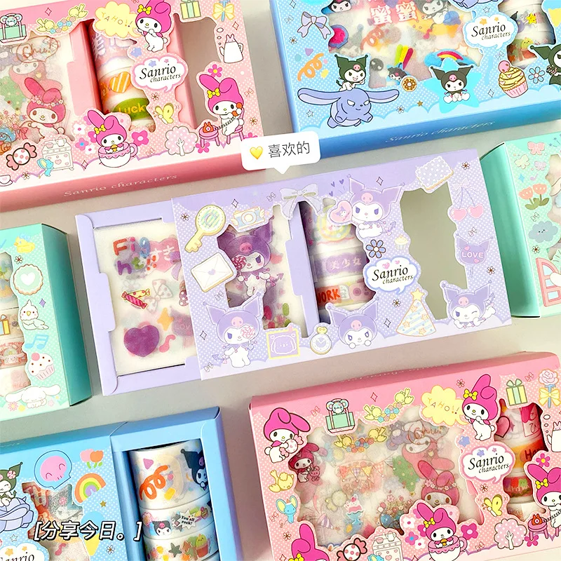 Sanrio Kuromi My Melody Милая мультяшная бумажная лента девчачье Сердце DIY наклейки на