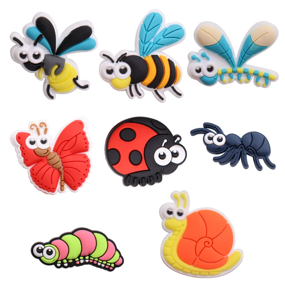 

8pcs/Set Snail Animals Butterfly Children Shoes Accessories Garden Shoe Buckle Decorations Fit Croc Jibz Charm Kids Party Gift