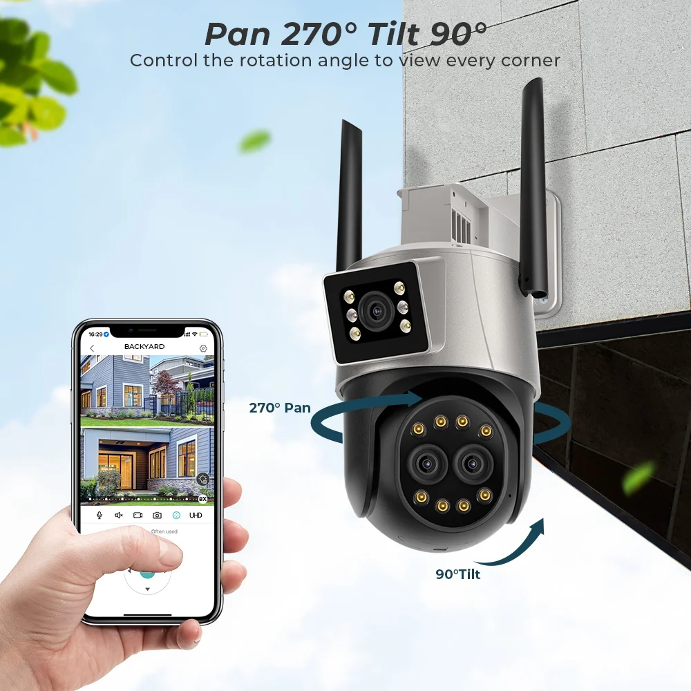 

WiFi IP Camera 8MP 4K Binocular Video Surveillance PTZ 8X Optical Zoom CC0TV Security Cam Outdoor Auto Tracking Wireless Cam P2P
