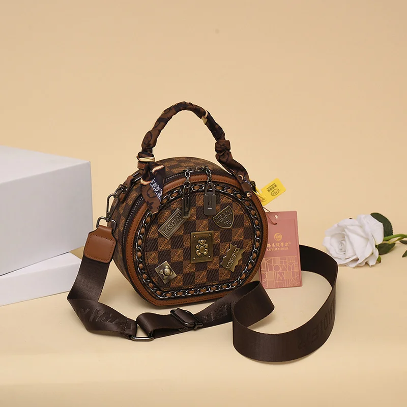 Advanced Messenger Female Bag Women 2023 New Versatile One Shoulder Crossbody Fashion Badge Small Round Bucket Handbag Woman