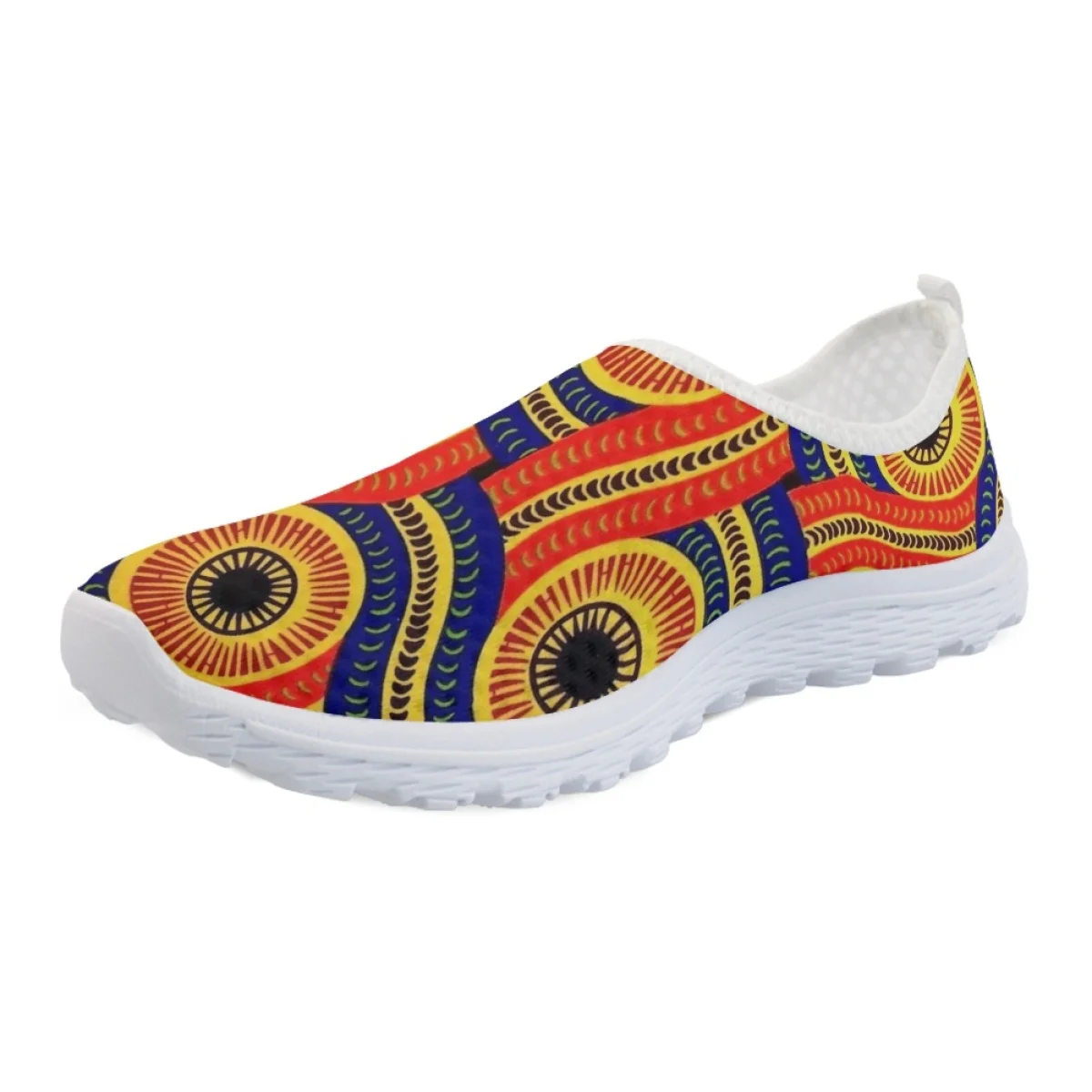 Nopersonality Vintage African Print Sneakers Traditional Style Ladies Mesh Running Shoes Casual Flat Popular Anti-slip Wear