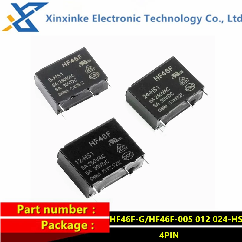 5 шт. реле 4PIN 512 В 24 В HF46F-005-HS1 HF46F-012-HS1 HF46F-024-HS1 HF46F-G-005-HS1 012 024-HS1 одна группа нормально разомкнутых реле (art.: 3920ca5ea3dd1) - 3920ca5ea3dd1