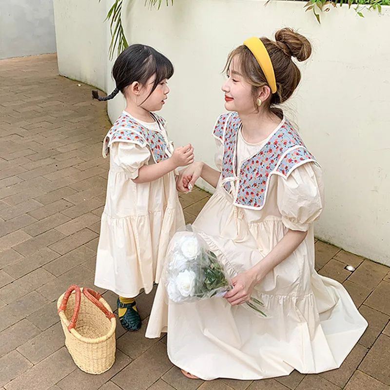 Платье для мамы и дочки сочетающаяся одежда наряды родителей детей цельное