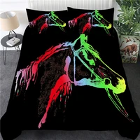 rainbow horse print 23pcs bedding set equestrian sport duvet cover with pillowcases horse bedclothes single double queen king