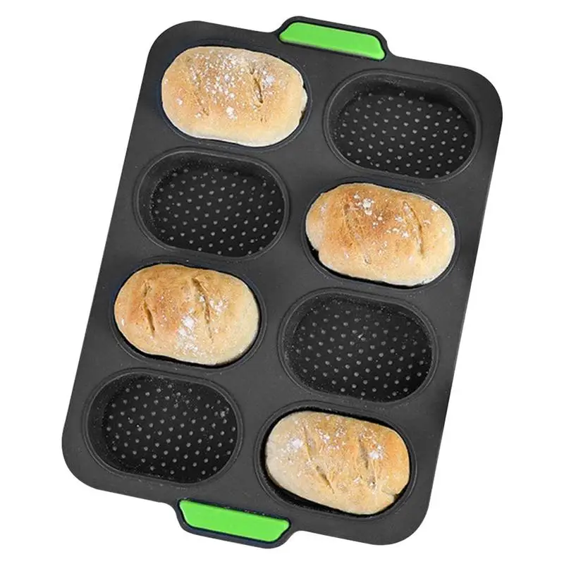 

Oval Mini Loaf Pan Small Bread Pan Oval Bread Pan Silicone Perforated Bread Pan For Baking Mini Bread Buns French Bread Loaf 8