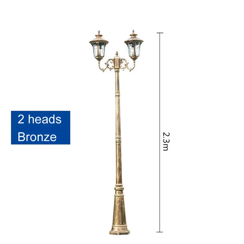 WECUS Квадратные уличные фонари из алюминия и стекла, черные или бронзовые, высота 2.3 метра