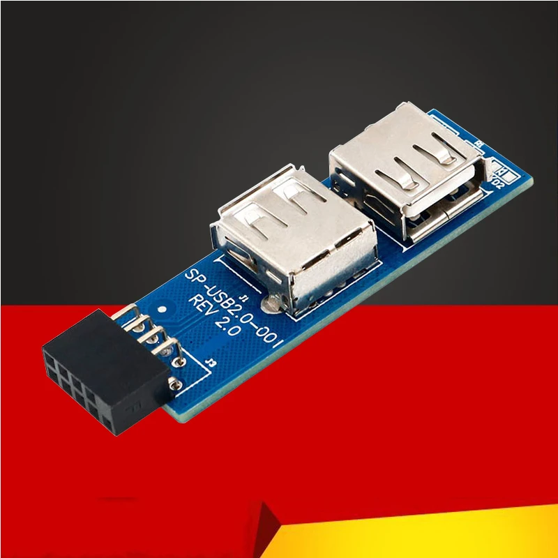 

USB HUB 9Pin PC Host Internal Motherboard USB 2.0 Hub 9Pin to 2 Port USB A Female Splitter Converter PCB Board Extender Card NEW