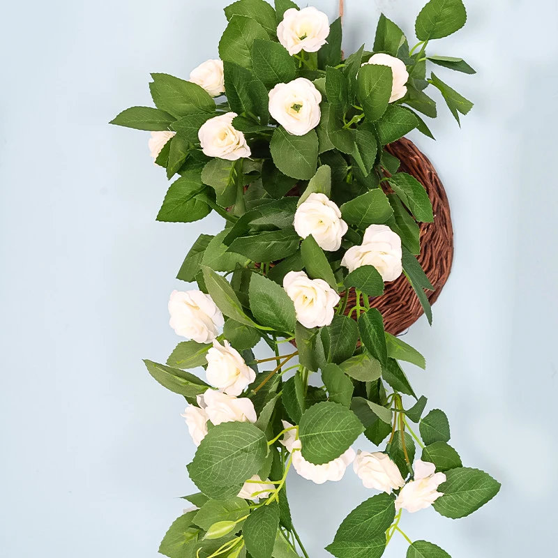 

1pcs Artificial Flowers Rose Simulation Flower Rattan Decoration Wall Hanging Fake Flower Rattan For DIY Wreath Material