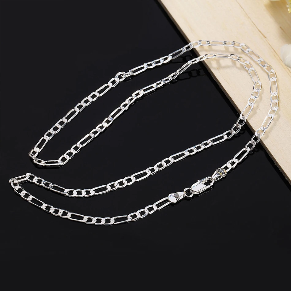 925 Silver Sterling 4MM Chain  Necklace  For Men Women Silver Necklaces Fashion Jewelry party wedding gift images - 6