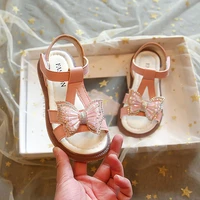 kids girls shoes 2022 summer new children fashion princess sweet sandals soft bottom open toe britain style all match butterfly