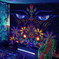 black light tapestry uv reactive psychedelic tapestry aesthetic wall hanging hippie tapestry for bedroom dorm indie room decor
