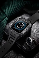 luxury modification kit case band for apple watch 45mm 44mm 40mm 41mm rubber strapcarbon fiber mod kit case for iwatch se 6 7