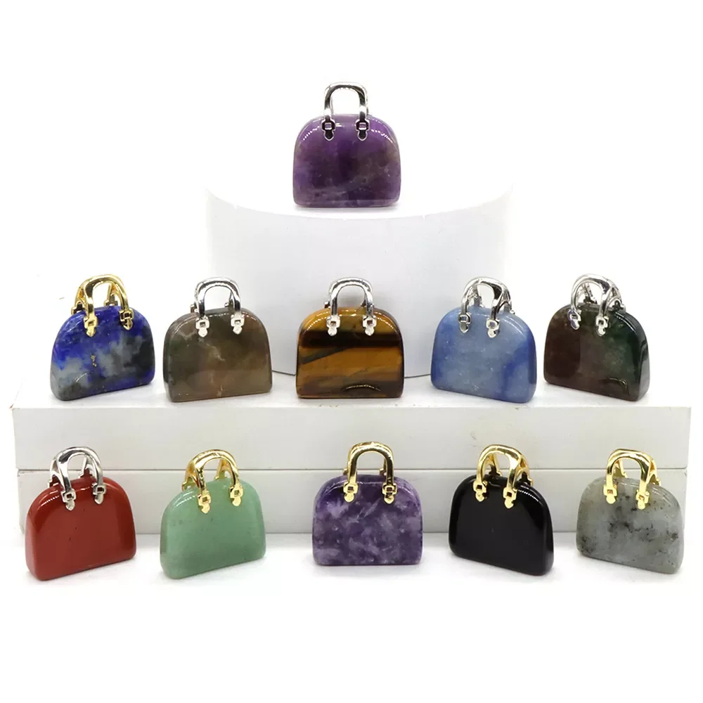 

Women Bag Shaped Natural Healing Crystal Amethyst Rose Quartz Gemstone Pocket Palm Stones Gift Wholesale For Jewelry Pendant