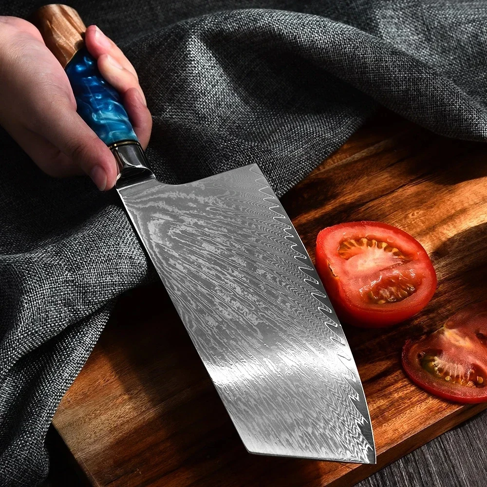 Дамасский нож для измельчения овощей, ножи для мяса, 8-дюймовая ручка из Rezin, кухонные ножи, профессиональные ножи шеф-повара, инструменты для приготовления пищи (art.: 3920ca8f7deee) - 3920ca8f7deee