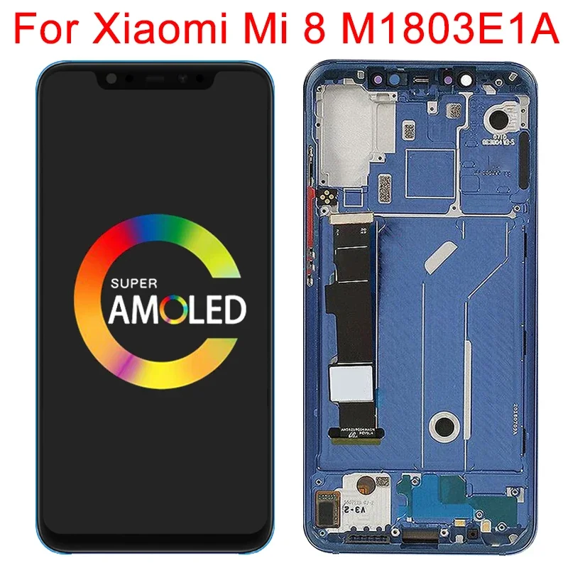 6 21 &quotдля Xiaomi Mi 8 дисплей с рамкой ЖК-сенсорный экран Mi8 M1803E1A дигитайзер ЖК-экрана