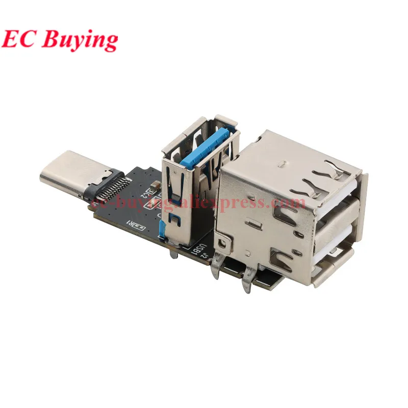 Фото TYPE-C — 1-портовый USB 3.0 и 2-портовый модуль расширения USB 2.0 Концентратор TYPE-C Многопортовый разветвитель расширения TypeC Turn USB-A №3