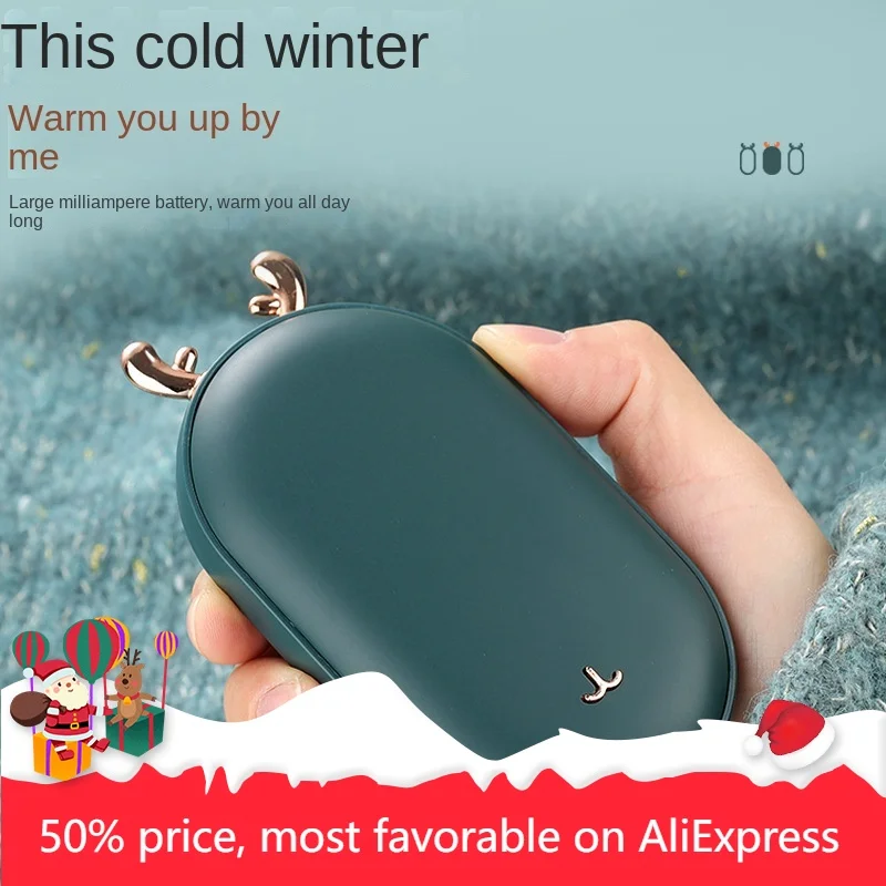 

Lovely Reindeer Mini Cartoon Hand Warmer with LCD Display 2-in-1 Hand Warmer Power Bank Fast Heating Version