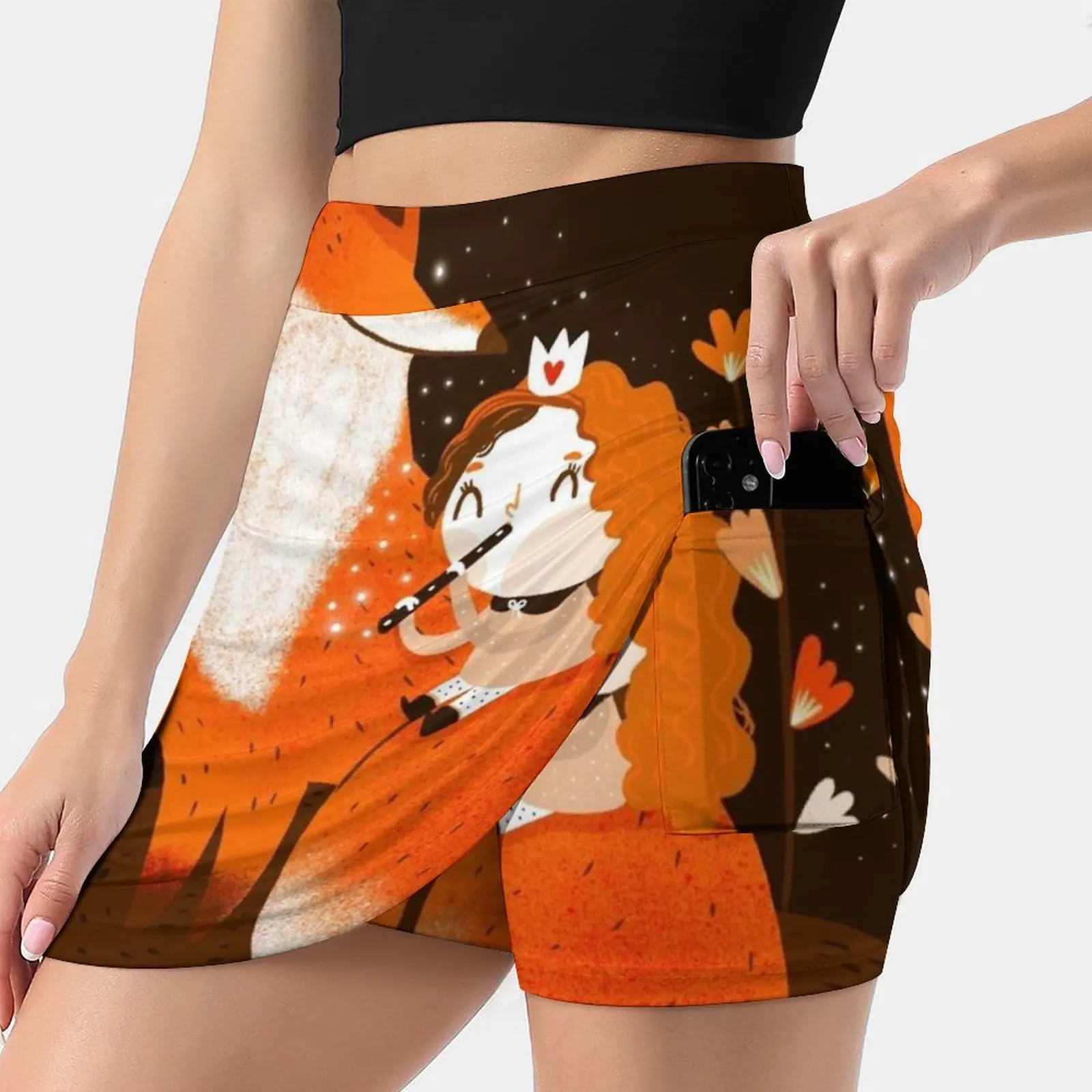 

Юбка женская короткая с цветами, модная эстетичная юбка для девочек, с милыми лисьими цветами, с музыкальными канавками, оранжевого, коричне...