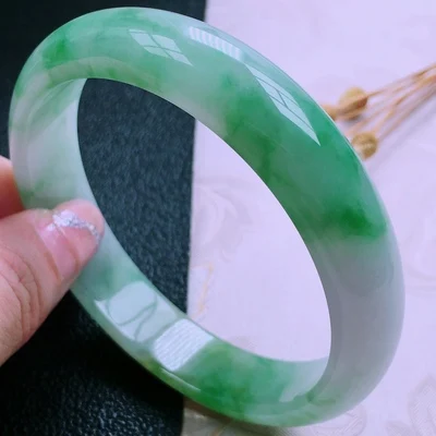

zheru jewelry natural Burmese jadeite 54mm-64mm light green bracelet elegant princess jewelry for mother to girlfriend