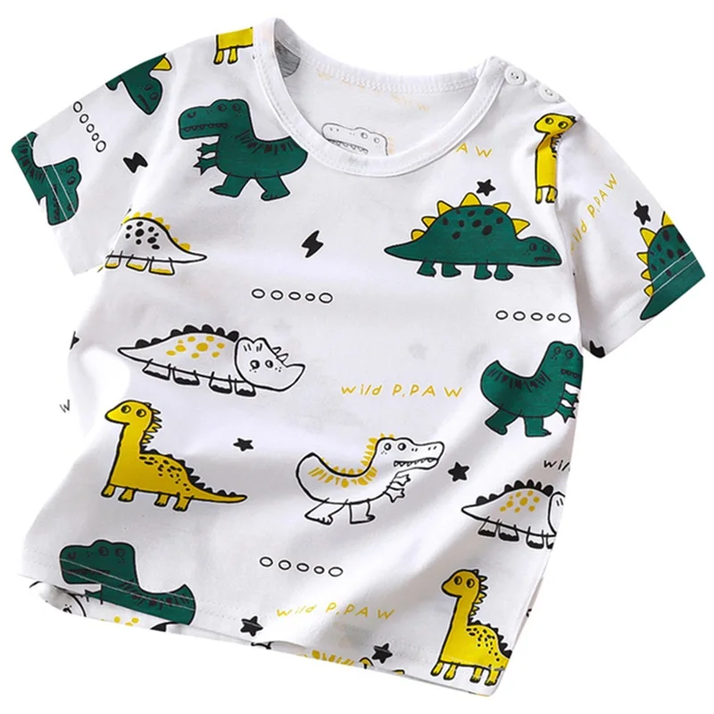 

Kruleepo 2023 летняя детская футболка с коротким рукавом топы с героями мультфильмов для мальчиков хлопковая блузка для маленьких девочек Тройники одежда с круглым вырезом для новорожденных детей