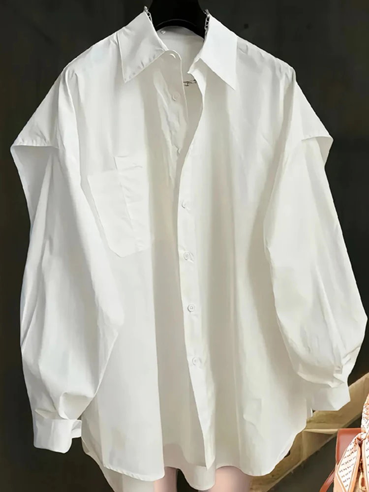 Shirts 2024 New Women's Overalls Royal Sister Business Wear White Sun Protection Top French sle Beautiful Cold Sle High-E...